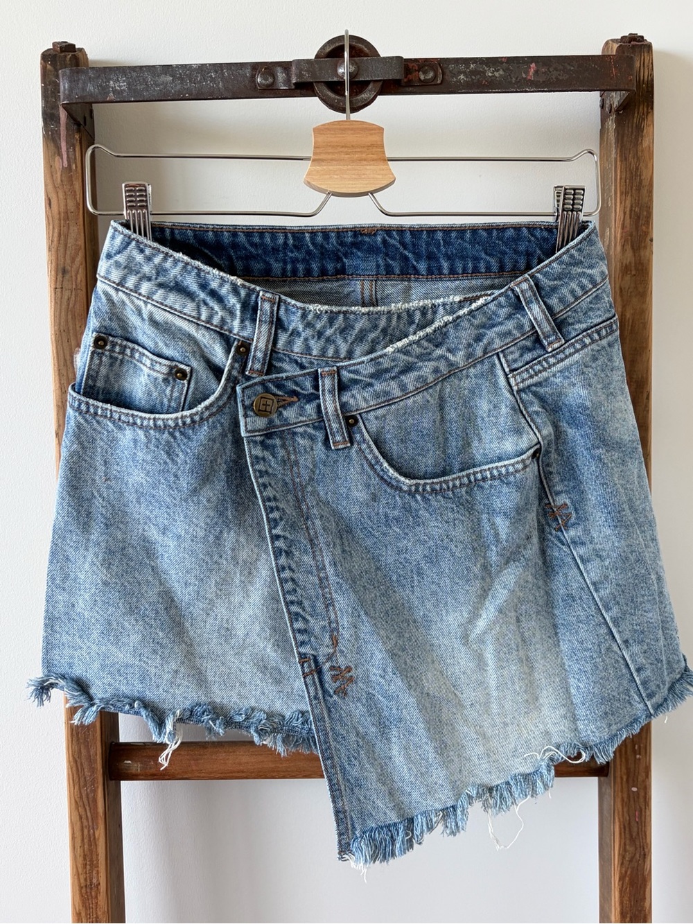 Ksubi Light Blue Denim Wrap Skirt